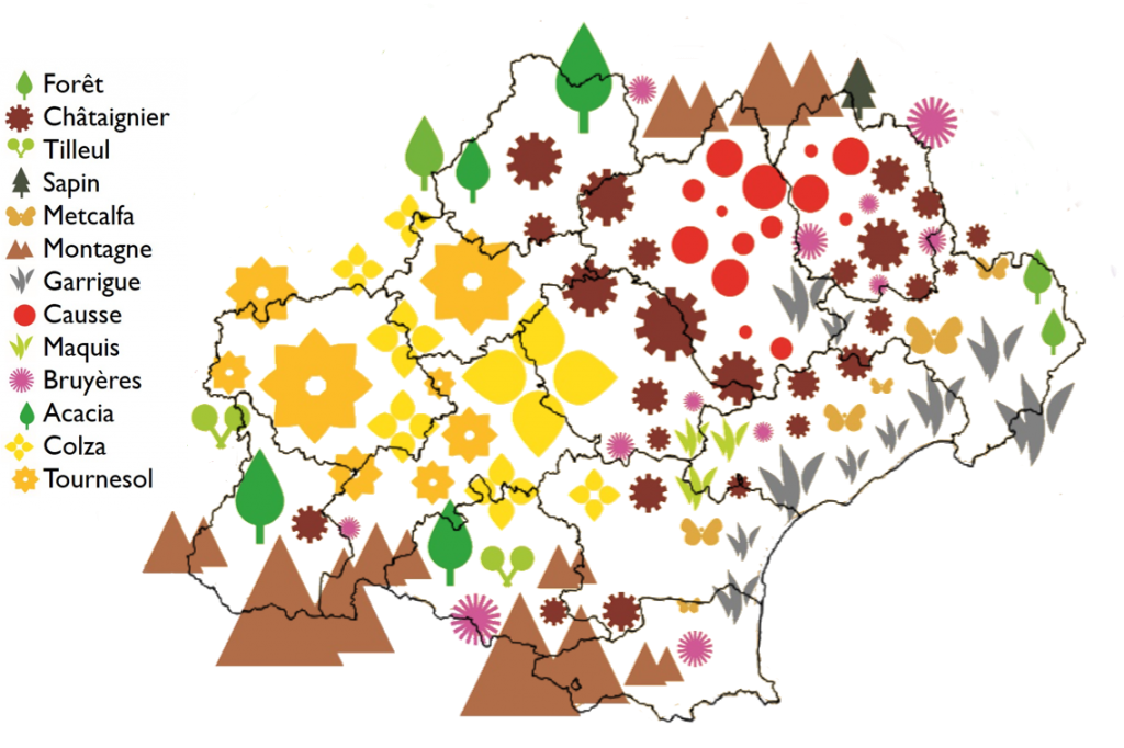 Carte des miellées en Occitanie